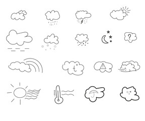 Set outline icons related to weather. Linear icon collection. Editable stroke. Vector illustration