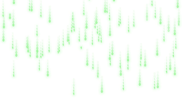 Binary code, background from ones and zeros, transparent background
