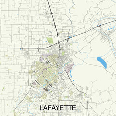 Lafayette, Louisiana, United States map poster art