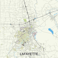 Obraz premium Lafayette, Louisiana, United States map poster art