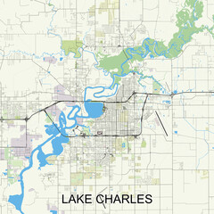 Lake Charles, Louisiana, United States map poster art