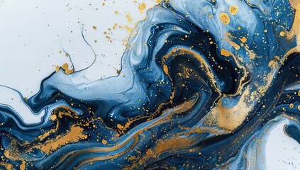 Abstract marble wallpaper background , luxury marble texture gold and blue tone. AI generated illustration