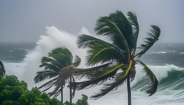 palmen, wellen, Hurrikan, sturm, wind, kraft, Windkraft, neu, close up, strand, viele, hinetrgrund, meer, insel, landschaft, orkan, tropisch, windenenergie, energie, neue, umwelt, 