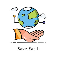 Save Earth vector filled outline icon style illustration. Symbol on White background EPS 10 File