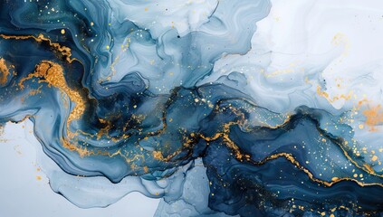 Abstract marble wallpaper background , luxury marble texture gold and blue tone. AI generated illustration