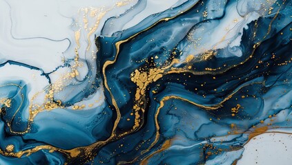 Abstract marble wallpaper background , luxury marble texture gold and blue tone. AI generated illustration