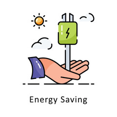 Energy Saving vector filled outline icon style illustration. Symbol on White background EPS 10 File