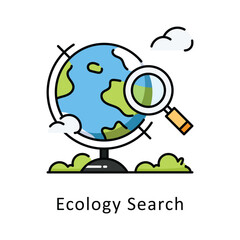 Ecology Search vector filled outline icon style illustration. Symbol on White background EPS 10 File