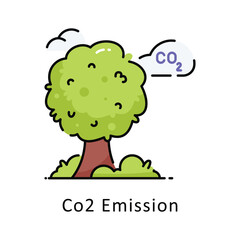 Co2 Emission vector filled outline icon style illustration. Symbol on White background EPS 10 File