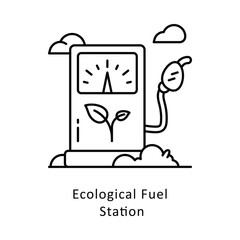 Ecological Fuel Station vector outline icon style illustration. Symbol on White background EPS 10 File