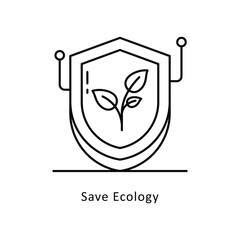 Save Ecology vector outline icon style illustration. Symbol on White background EPS 10 File