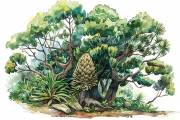 Fototapeta premium A watercolor of a Bunya Pine