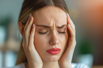 Fototapeta premium Woman with a migraine headache
