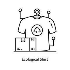 Ecological Shirt vector outline icon style illustration. Symbol on White background EPS 10 File