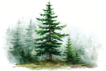 Obraz premium A watercolor of a Sakhalin Spruce