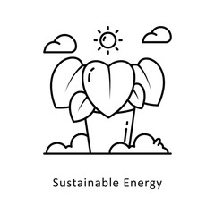 Sustainable Energy vector outline icon style illustration. Symbol on White background EPS 10 File