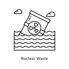 Nuclear Waste vector outline icon style illustration. Symbol on White background EPS 10 File