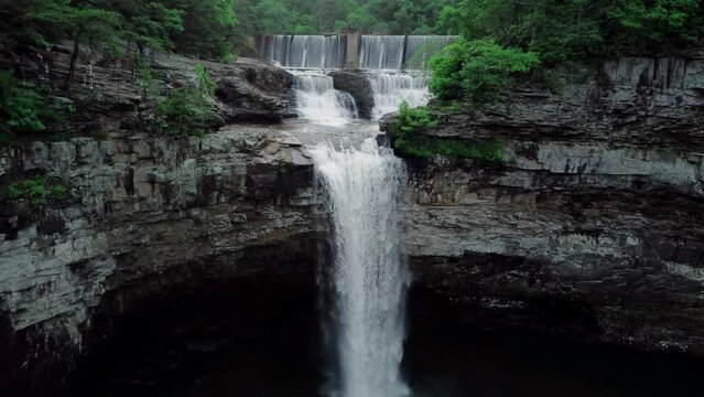 Overlooked Splendor: Aerial Panorama of Desota Falls, Alabama