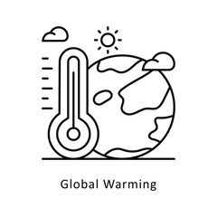 Global Warming vector filled outline icon style illustration. Symbol on White background EPS 10 File