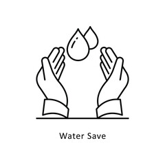 Water Save vector outline icon style illustration. Symbol on White background EPS 10 File