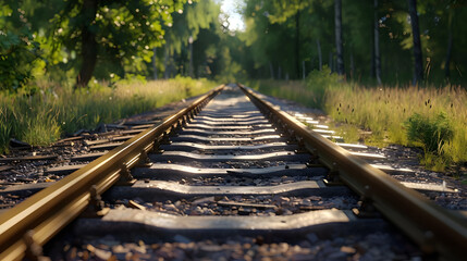 Obraz premium train track in forest