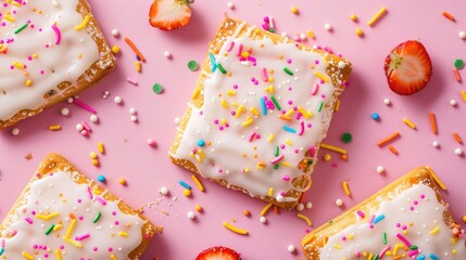 Strawberry toaster pastry with icing and sprinkles