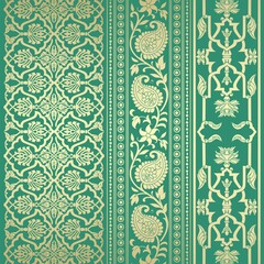 wedding card design, traditional paisley floral pattern , royal India	