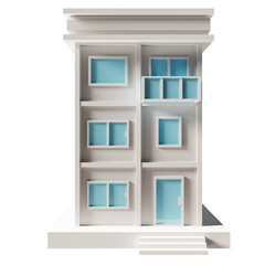 Blue door and window building. 3d rendering.	