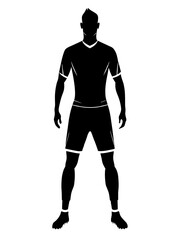 Soccer player silhouette with body parts and sports equipment