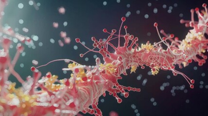 Obraz premium An animation showcasing the molecular mechanism of muscle contraction, including actin, myosin, and ATP interactions