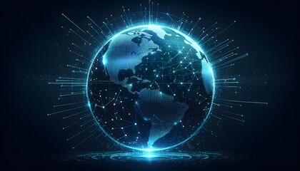 Obraz premium Digital Globe with Network Connections: Symbolizing Global Connectivity and Technological Integration