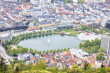 Fototapeta premium View of Bergen city from the mountain Fløyen
