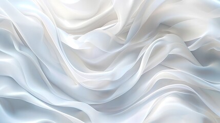 Obraz premium A white silk background with waves of fabric flowing in the wind, creating an elegant and sophisticated atmosphere. The soft color palette adds to its overall beauty and elegance.