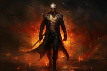 Fototapeta premium A vengeful and relentless avenger, driven by a burning desire for justice and retribution. - Generative AI