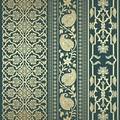 wedding card design, traditional paisley floral pattern , royal India	