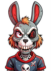Zombie rabbit in hoodie with vertebrate, jaw, sleeve, mammal, cartoon