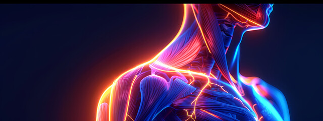 Naklejka premium Neon Illuminated Shoulder Anatomy