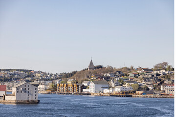 View from the coastal route Ms Nordkapp - Coastal town Kristiansund