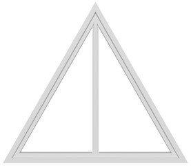 A triangle window frame with two panes. 3d rendering.
