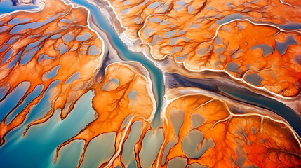 Aerial View of Vibrant River Delta