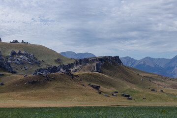 Rolling Hills with Rocky Outcrops Castle Hill New Zealand Travel Summer Outside Day