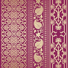 wedding card design, traditional paisley floral pattern , royal India	