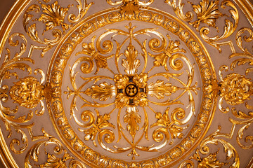 closeup of ancient  golden celing decoration