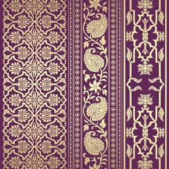 wedding card design, traditional paisley floral pattern , royal India	