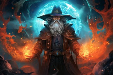 A powerful and enigmatic elemental mage, commanding the forces of fire, water, earth, and air. - Generative AI