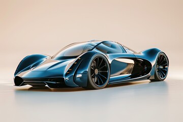 Blue Sports Car on White Surface