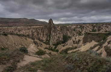 scenic rock formation landscape of cappadocia