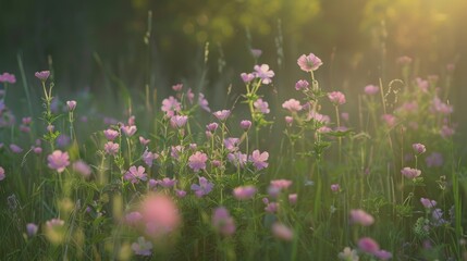 Stork s bill blossoms wildly in the meadow