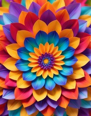 Fototapeta premium Close-up of vibrant, multicolored flower petals arranged in a mesmerizing abstract pattern. This image is perfect for artistic, floral, and nature-related projects, evoking joy and creativity.. AI