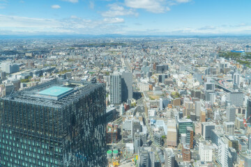 展望台から見る日本の愛知県名古屋の昼間の街の風景